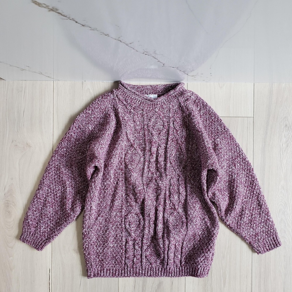 Vintage Eagle Sweater Womens XS Red Cable Knit Acrylic Crewneck Pullover USA
